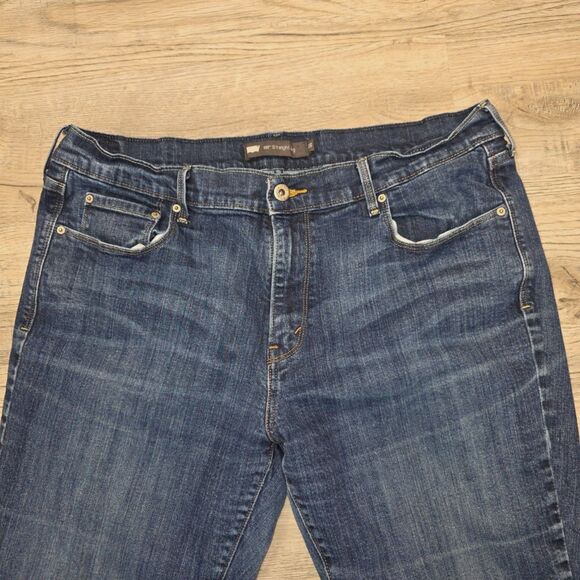 Women's Levi's 505 Straight Leg Jeans Size 16 Blue Denim Mid-Rise Stretch - Picture 2 of 10